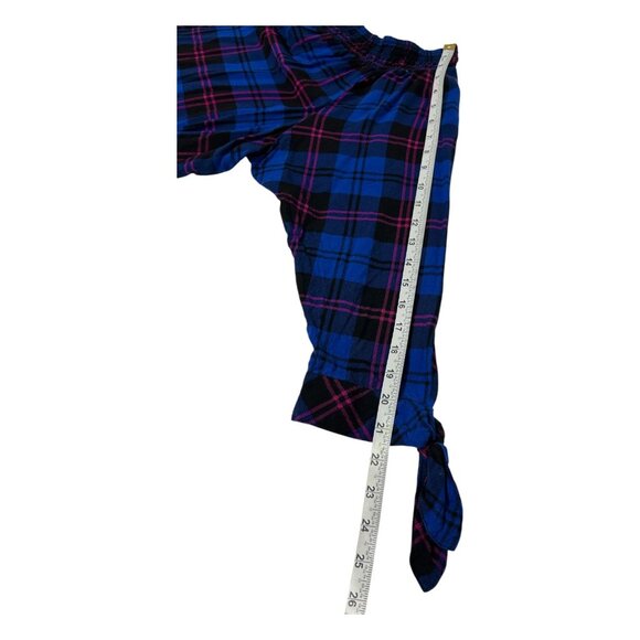 Paper Tee 3X Blue Womens Plus Blouse Plaid Off-Shoulder Button-Up Top Tie-Sleeve - Picture 10 of 11